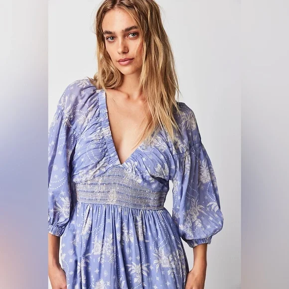 Free People Golden Hour Maxi Flowy Floral Sun Dress in Lavender Combo | Large - Picture 2 of 10